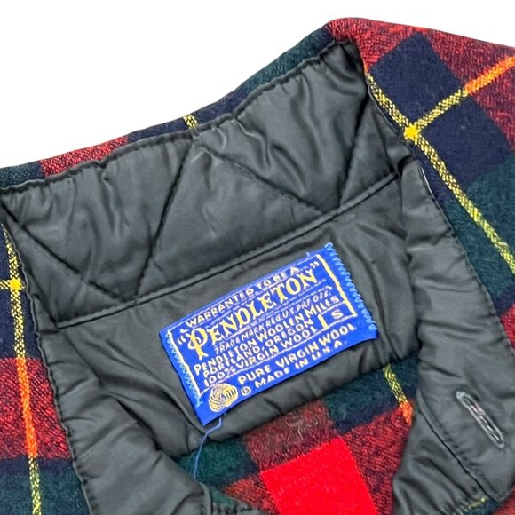 Men’s Vintage Pendleton flannel green/red wool 1 pocket 1960s - Picture 2 of 4